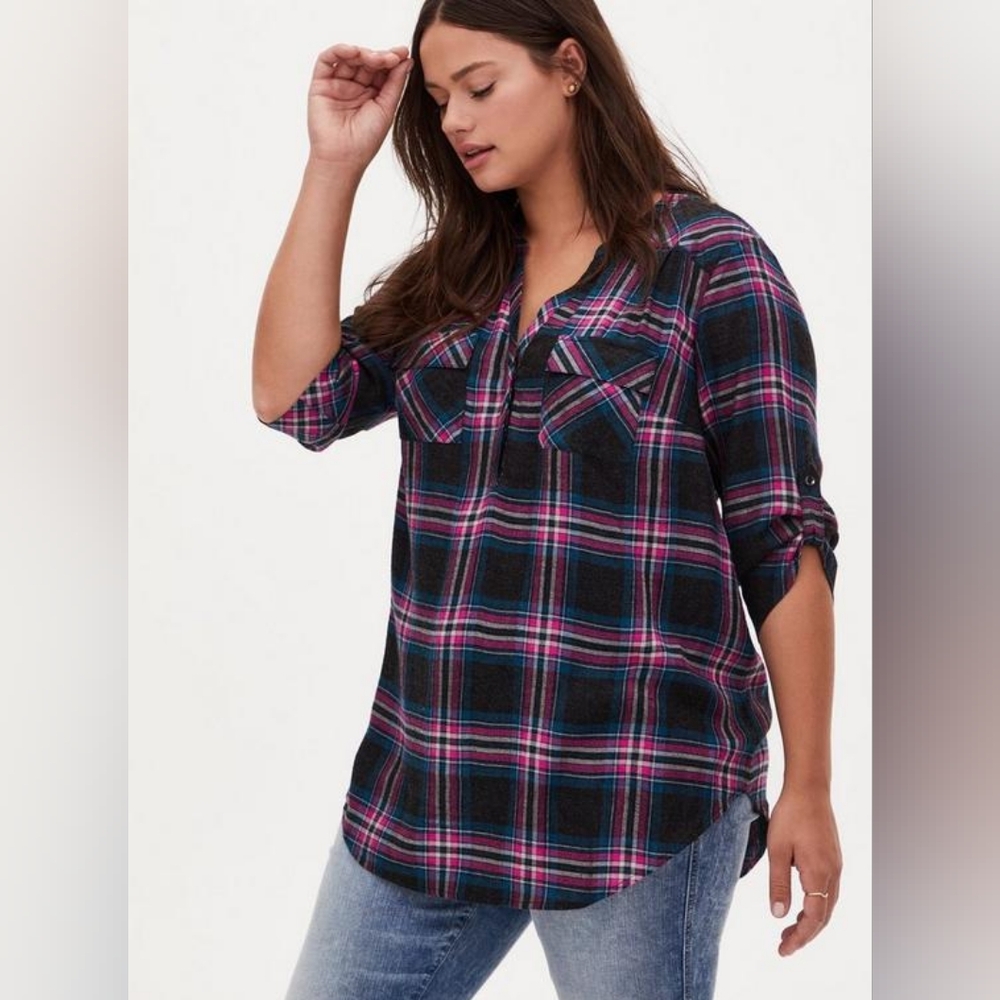 Torrid Harper Brushed Rayon Pullover 3/4 Sleeve Tunic Blouse size 2